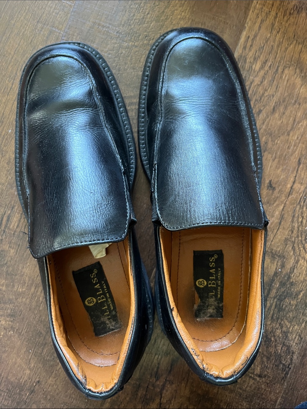 bill blass Black Leather Slip-On Loafers